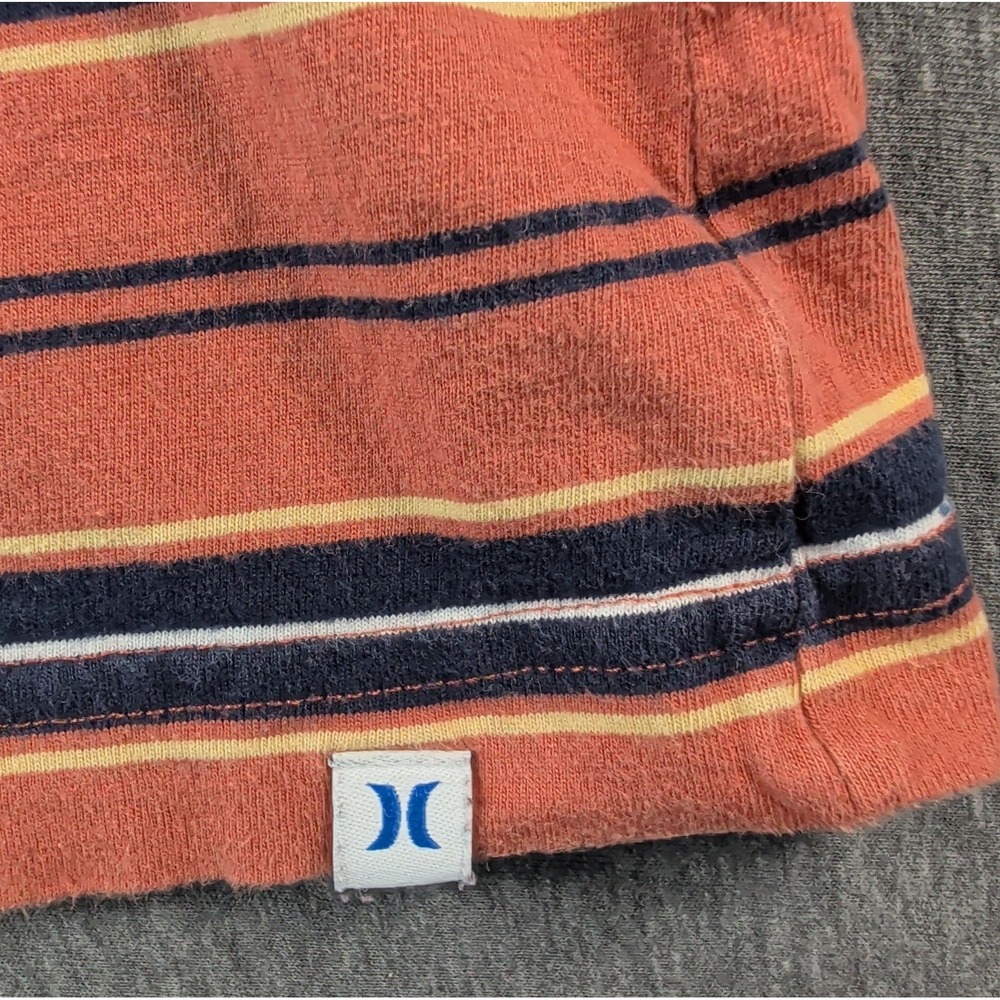 HURLEY T-Shirt Men's Large Monarch Stripe Redwood Orange Beach Soft Casual Retro - Picture 7 of 7
